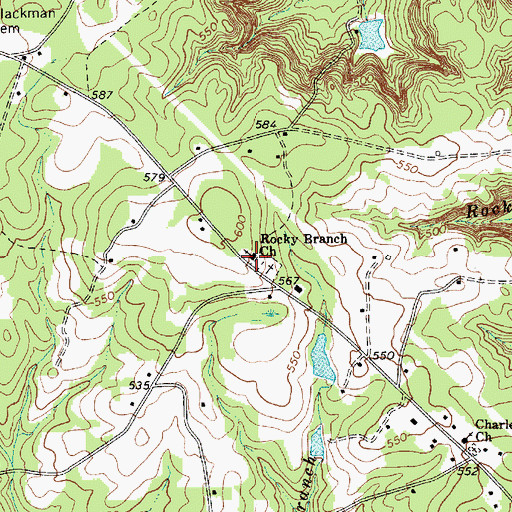 Topographic Map of Rocky Branch Baptist Church, SC