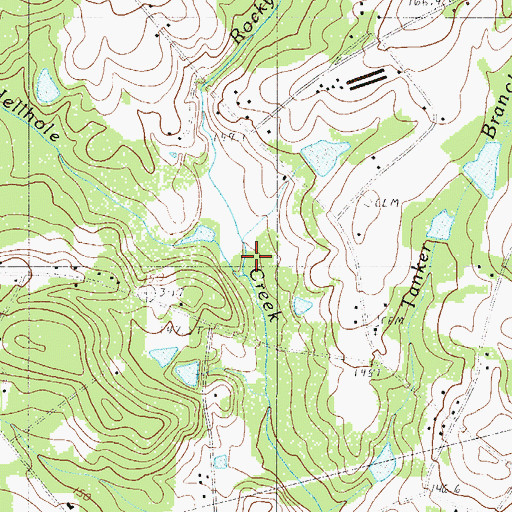 Topographic Map of Rocky Ford Creek, SC