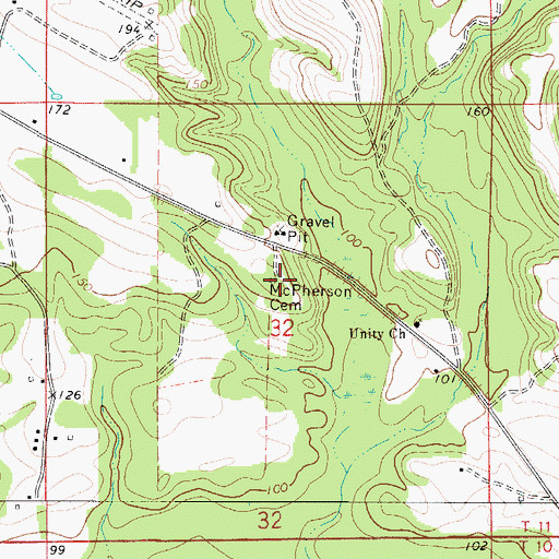 Topographic Map of McPherson Cemetery, AL