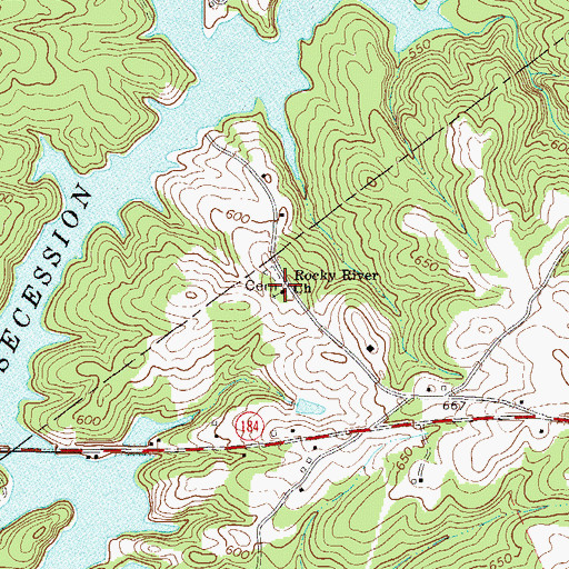 Topographic Map of Rocky River Church, SC