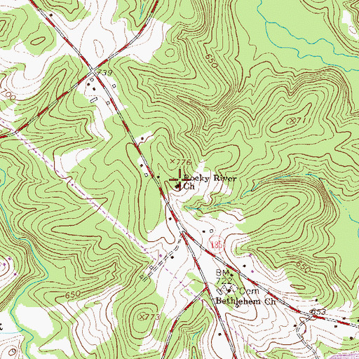 Topographic Map of Rocky River Church, SC