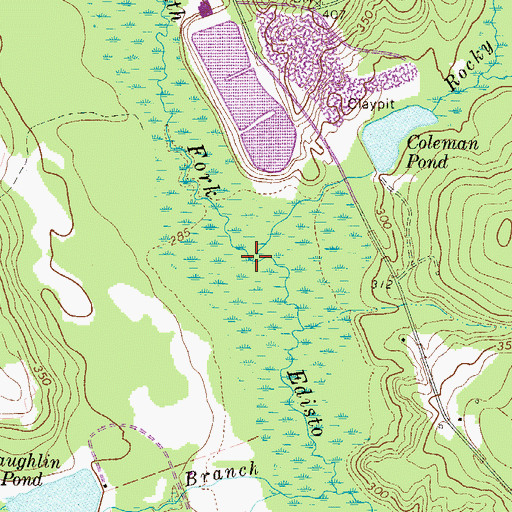 Topographic Map of Rocky Springs Creek, SC