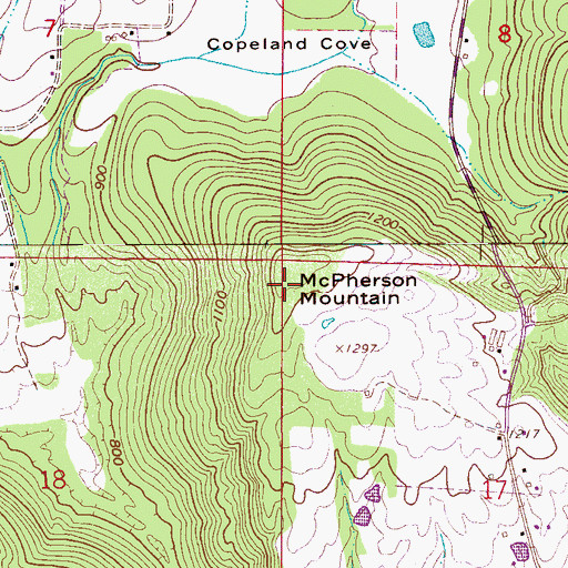 Topographic Map of McPherson Mountain, AL