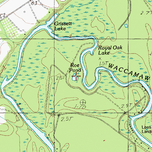 Topographic Map of Roe Pond, SC