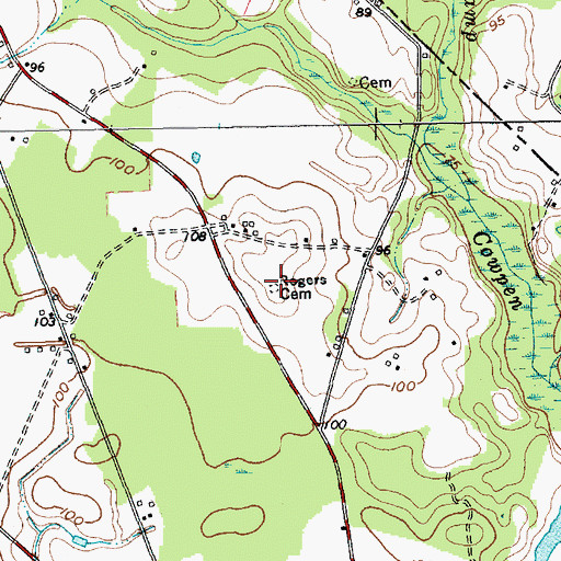 Topographic Map of Rogers Cemetery, SC