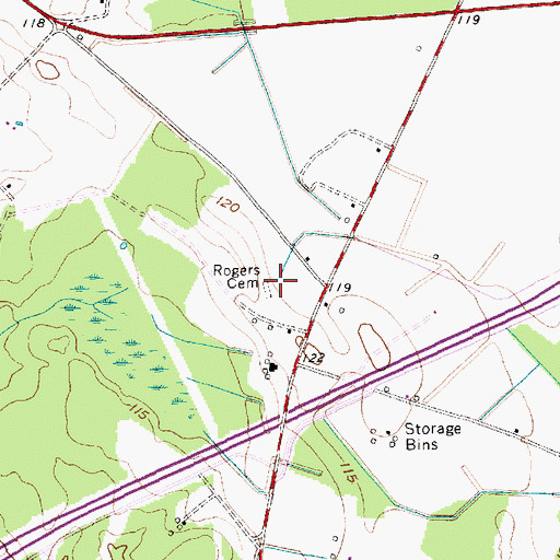 Topographic Map of Rogers Cemetery, SC