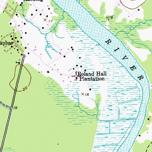 Topographic Map of Roland Hall Plantation, SC