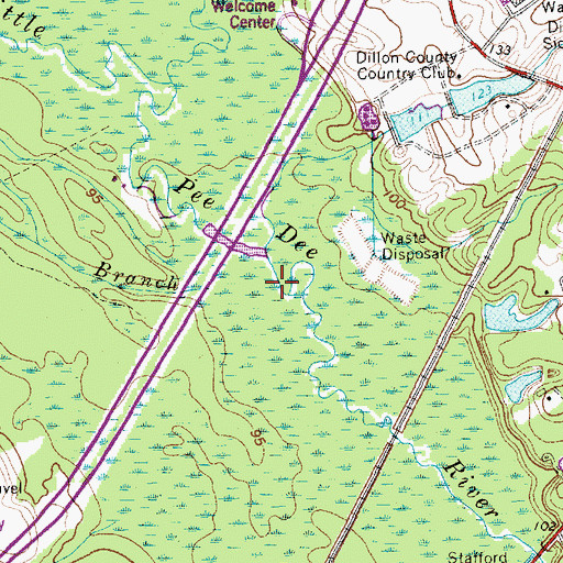 Topographic Map of Ropers Mill Branch, SC