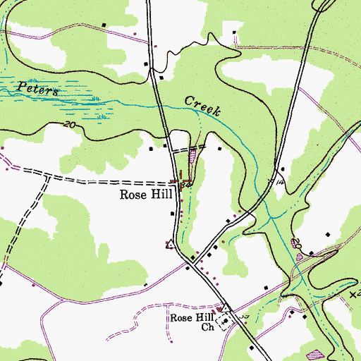 Topographic Map of Rose Hill, SC