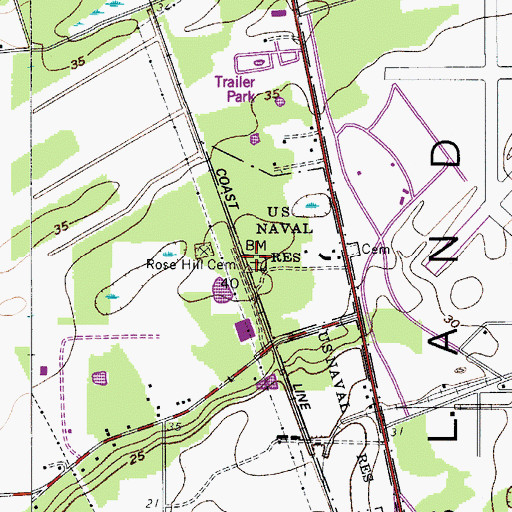 Topographic Map of Rose Hill Cemetery, SC