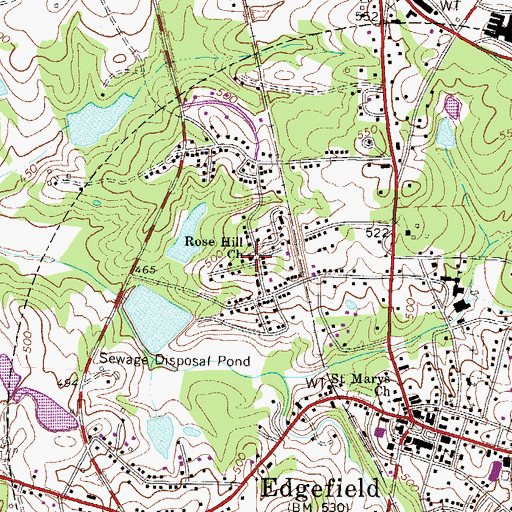 Topographic Map of Rose Hill Church, SC