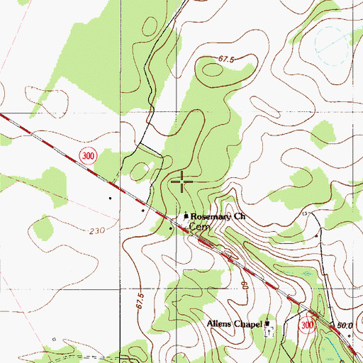Topographic Map of Rosemary School, SC