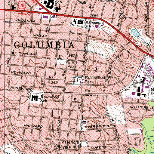 Topographic Map of Rosewood Park, SC