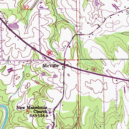 Topographic Map of McVille, AL