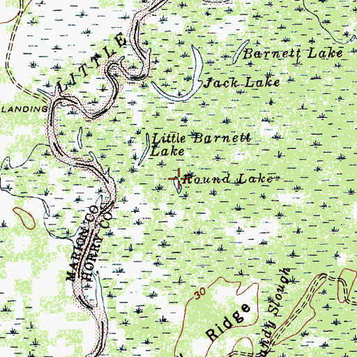 Topographic Map of Round Lake, SC