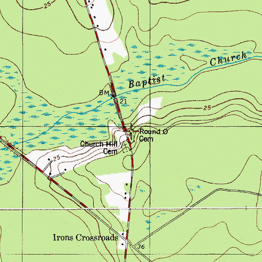 Topographic Map of Round O Cemetery, SC