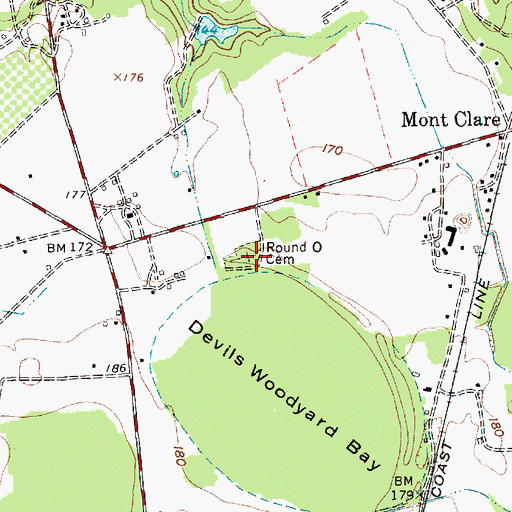 Topographic Map of Round O Cemetery, SC
