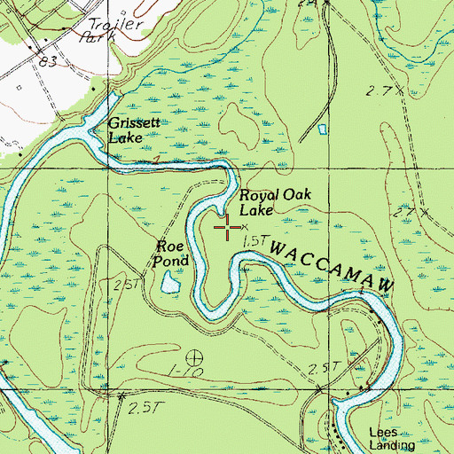 Topographic Map of Royal Oak Lake, SC
