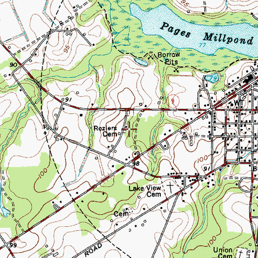 Topographic Map of Roziers Cemetery, SC