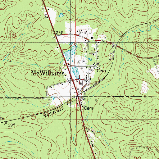 Topographic Map of McWilliams, AL