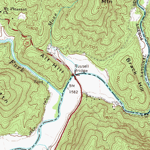 Topographic Map of Russell Bridge, SC