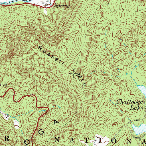 Topographic Map of Russell Mountain, SC