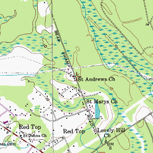 Topographic Map of Saint Andrews Church, SC