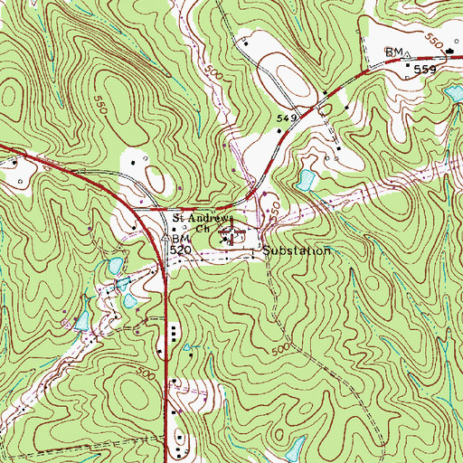 Topographic Map of Saint Andrews Church, SC