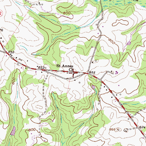 Topographic Map of Saint Annes Church, SC