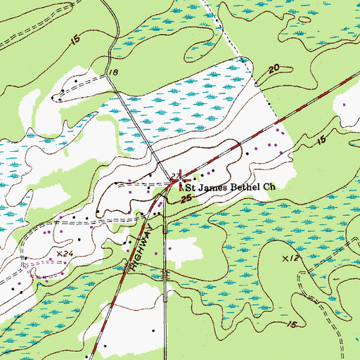 Topographic Map of Saint James Bethel Church, SC