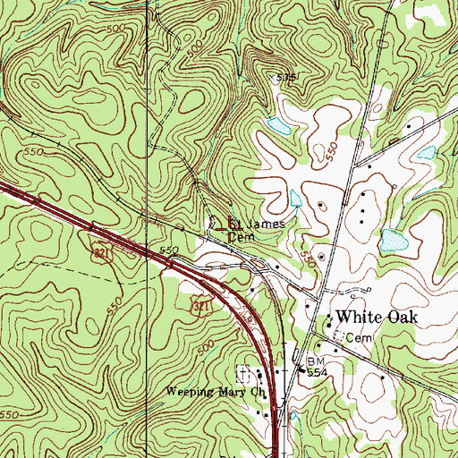Topographic Map of Saint James Cemetery, SC