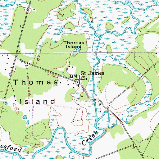 Topographic Map of Saint James Church, SC