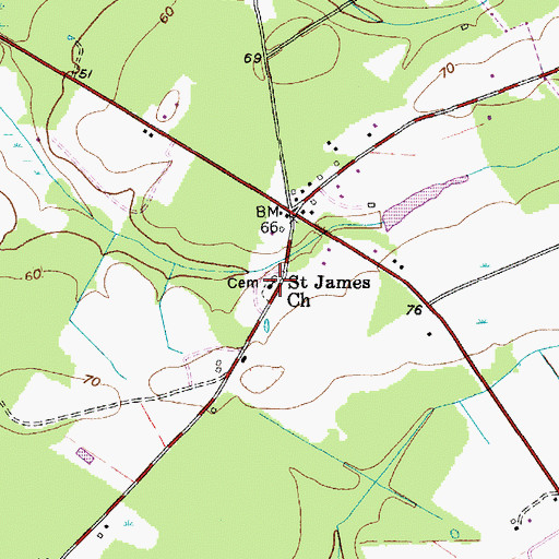 Topographic Map of Saint James Church, SC