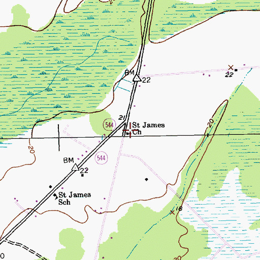 Topographic Map of Saint James Church, SC