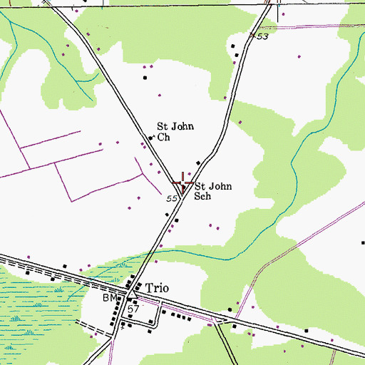 Topographic Map of Saint John School, SC