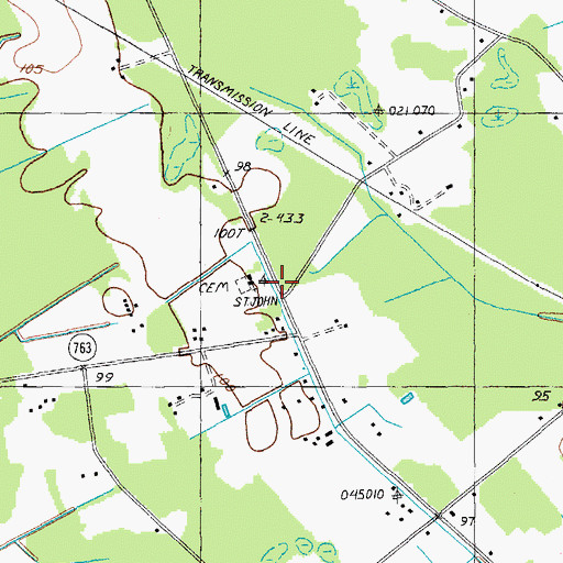 Topographic Map of Saint John School, SC