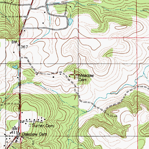 Topographic Map of Meadow Cemetery, AL