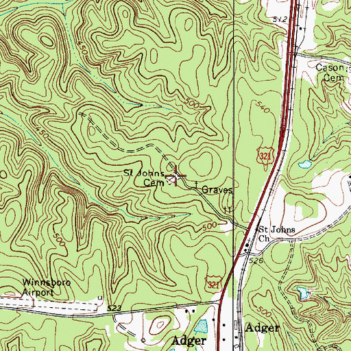 Topographic Map of Saint Johns Cemetery, SC