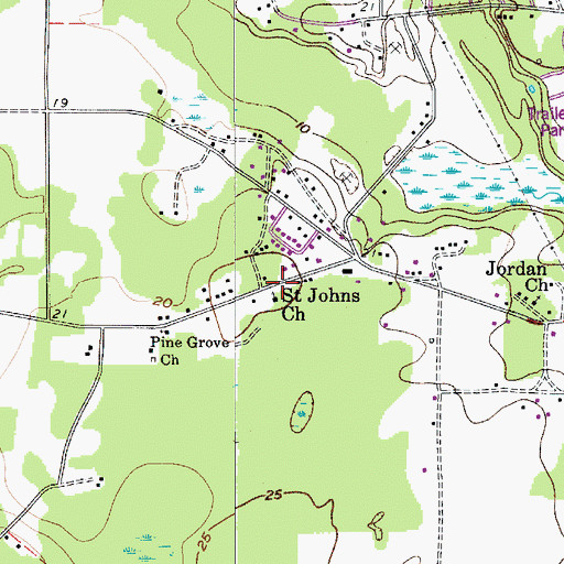 Topographic Map of Saint Johns Church, SC