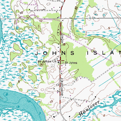 Topographic Map of Saint Johns Church, SC