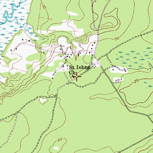 Topographic Map of Saint Johns Church, SC