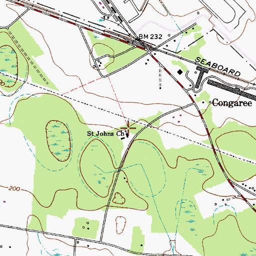 Topographic Map of Saint Johns Church, SC