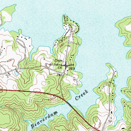 Topographic Map of Saint Johns Church, SC