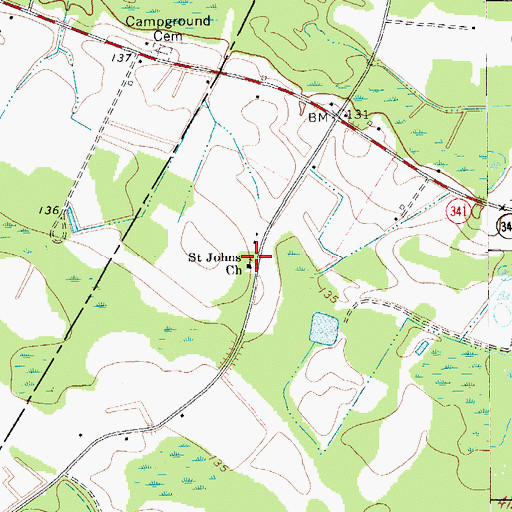 Topographic Map of Saint Johns Church, SC