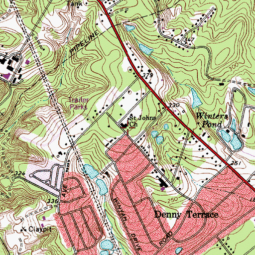 Topographic Map of Saint Johns Church, SC