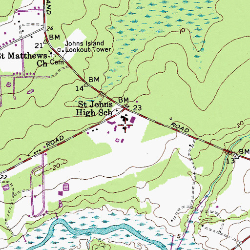 Topographic Map of Saint John's High School, SC