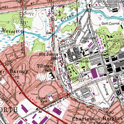 Topographic Map of Saint John's Catholic School, SC