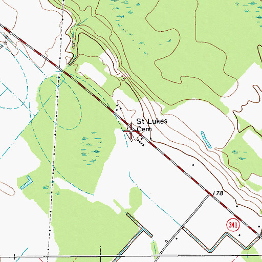 Topographic Map of Saint Lukes Cemetery, SC