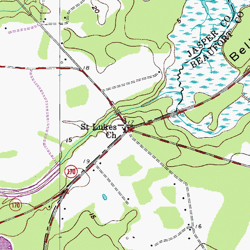 Topographic Map of Saint Lukes Church, SC