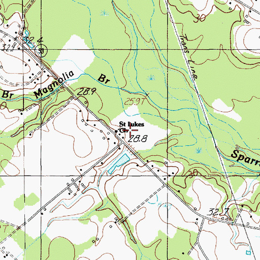 Topographic Map of Saint Lukes Church, SC